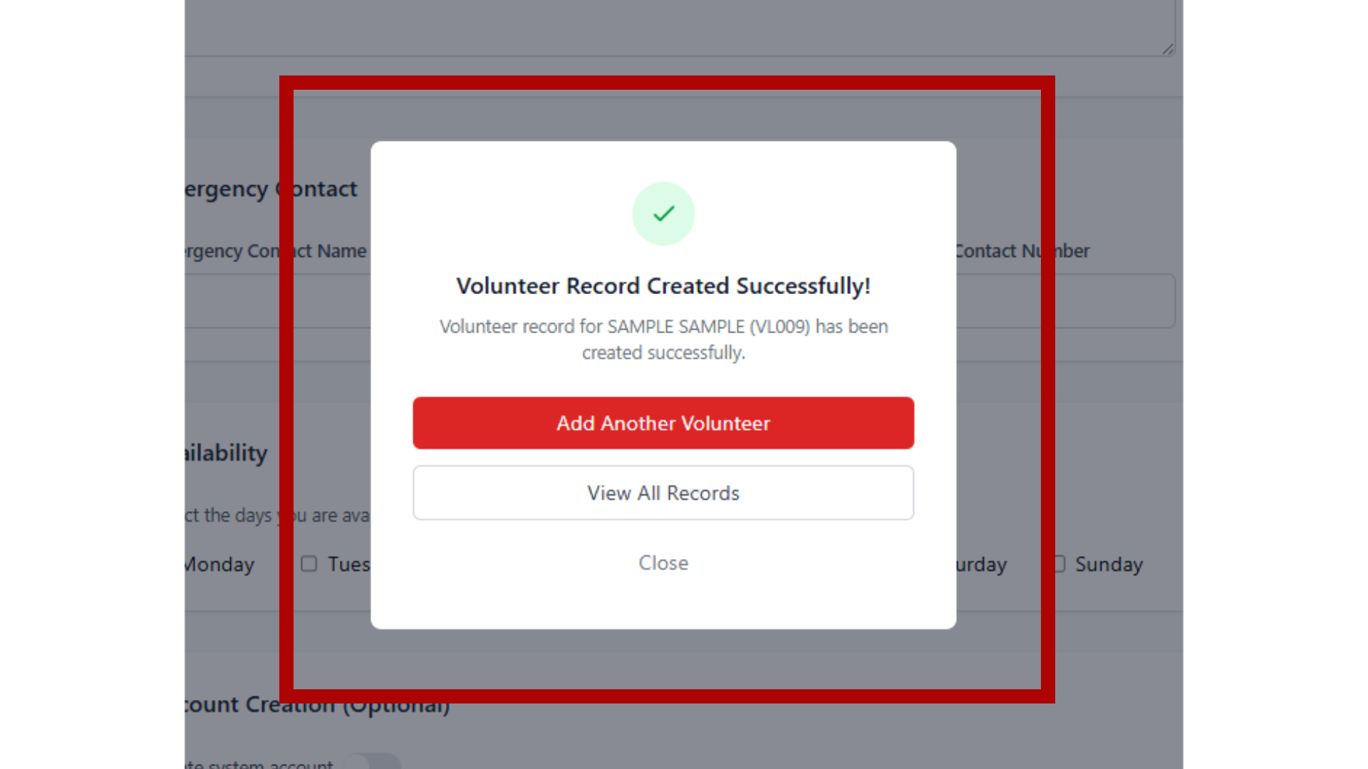 Success Confirmation